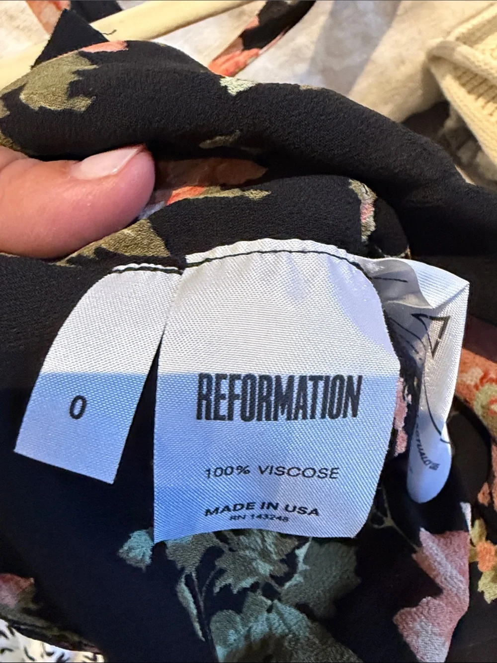Reformation Black Midi Dress with Floral Print